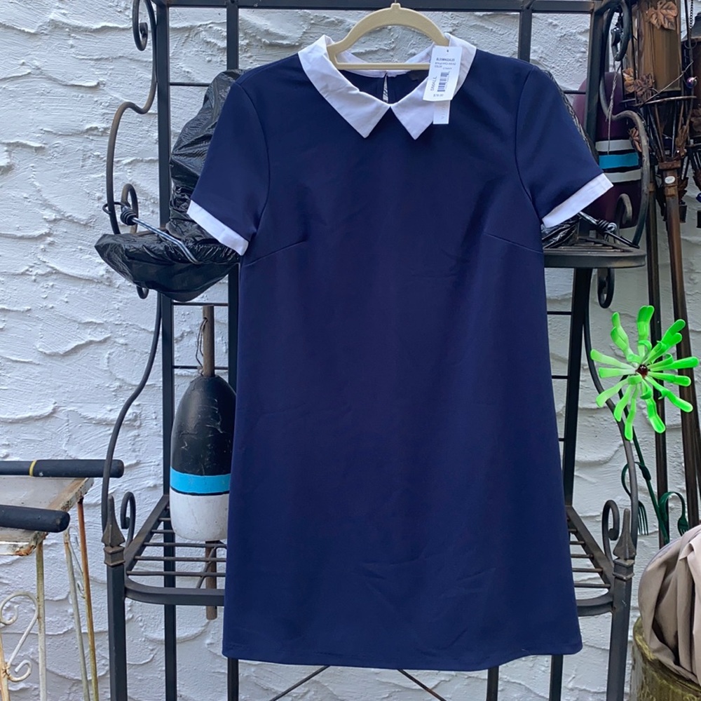 A navy blue dress